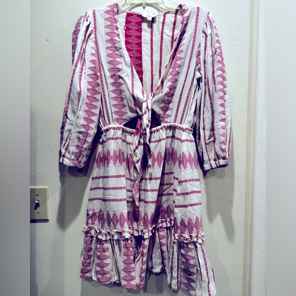 Elan Magenta and White Patterned dress